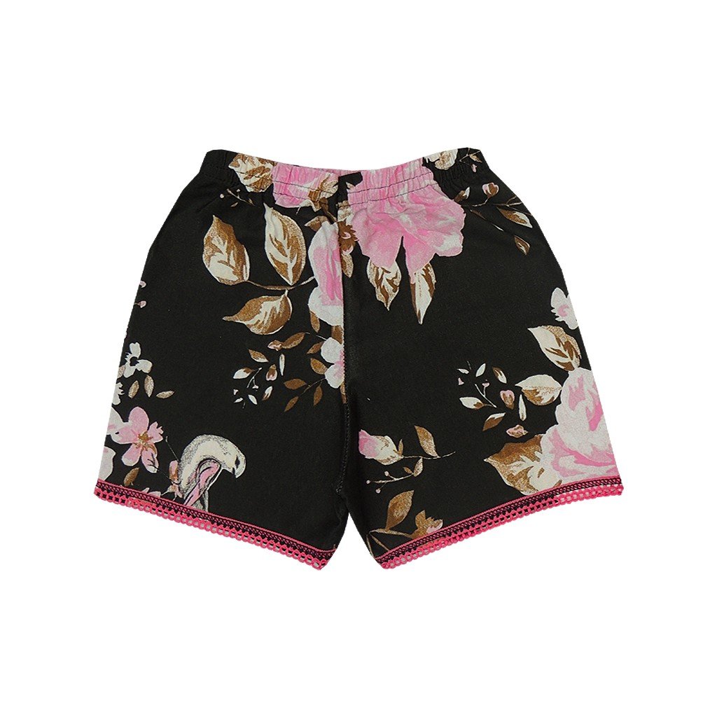 shorts preto floral renda